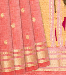 Light Peach Handloom Paithani Silk Saree With Mango Buttas-Light Peach