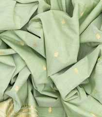 Light Green Handloom Paithani Silk Saree With Mango Buttas-Light Green