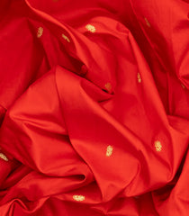 Red Handloom Paithani Silk Saree With Zari Buttas-Red