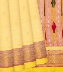 Sandal Handloom Paithani Silk Saree With Mango Buttas-Sandal