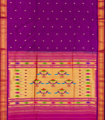 Magenta Handloom Paithani Silk Saree With Mango Buttas-Magenta