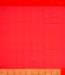 Red Handloom Paithani Silk Saree With Coin Buttas & Temple Border-Red