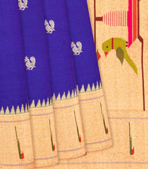 Purple Handloom Paithani Silk Saree With Annam Buttas & Temple Border-Purple