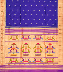 Purple Handloom Paithani Silk Saree With Annam Buttas & Temple Border-Purple