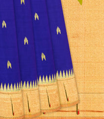 Purple Handloom Paithani Silk Saree With Zari Buttas & Temple Border-Purple