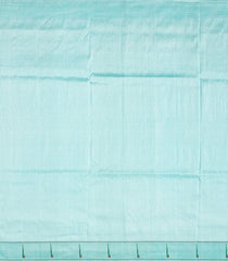 Turquoise Handloom Paithani Silk Saree With Stripes-Turquoise