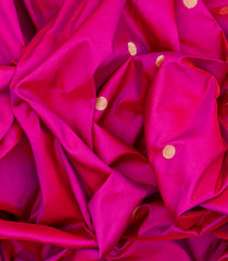 Hot Pink Handloom Paithani Silk Saree With Coin Buttas-Hot Pink