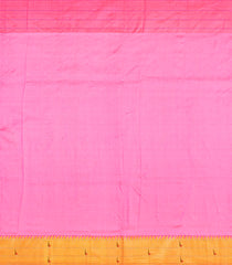 Bubble-gum Pink Handloom Paithani Silk Saree With Stripes-BubbleGum Pink