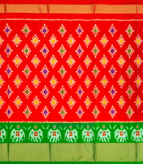 Red Handloom Silk Pavadai Material With Tie & Dye Motifs (0.81 meter)-Red