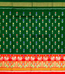 Bottle Green Handloom Silk Pavadai Material With Tie & Dye Motifs (1.1 Meter)-Bottle Green