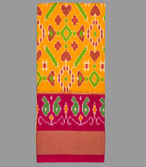 Yellow Handloom Silk Pavadai Material With Tie & Dye Motifs (0.81 Meter)-Yellow