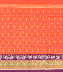 Peach Handloom Silk Pavadai Material With Checks and Tie & Dye Motifs (1.1 Meter)-Peach