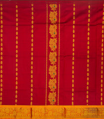 Crimson Handloom Silk Pavadai Material With Floral Motifs (0.91 Meter)-Crimson