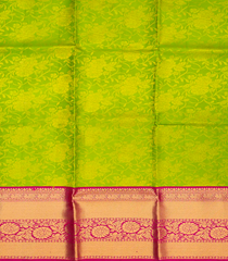 Light Green Handloom Silk Pavadai Material With Floral Vine Motifs (0.91 Meter)-Light Green