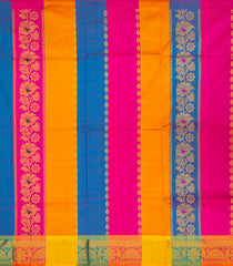 Multi Colour Handloom Silk Pavadai Material With Floral Motifs (0.91 Meter)-Multi colour