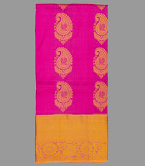 Hot Pink Handloom Silk Pavadai Material With Mango Motifs (0.91 Meter)-Hot Pink