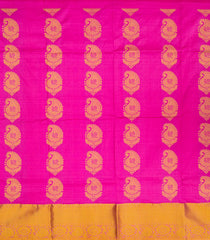 Hot Pink Handloom Silk Pavadai Material With Mango Motifs (0.91 Meter)-Hot Pink