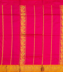 Pink Handloom Silk Pavadai Material With Mango Stripes (1.1 Meter)-Pink