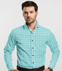 Light Green Checked Formal Shirt-Light Green