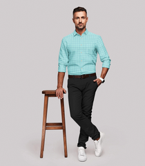 Light Green Checked Formal Shirt-Light Green