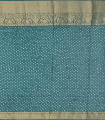 Turquoise Printed Chiniya Silk Saree With Floral Motifs in Border-Turquoise