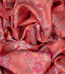 Pink Handwoven Satin Silk Saree With Printed Floral Motifs -Pink