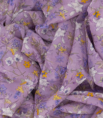 Lavender Woven Chiffon Silk Saree With Printed Floral Motifs-Lavander