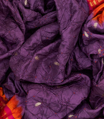 Lilac Handwoven Bandhani Silk Saree With Paithani Pallu-Lilac