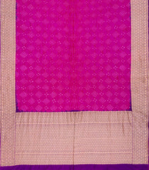 Hot Pink Handwoven Bandhani Silk Saree With Diamond Motifs-Hot Pink