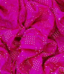 Hot Pink Handwoven Bandhani Silk Saree With Diamond Motifs-Hot Pink