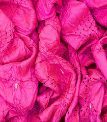 Hot Pink Handwoven Bandhani Silk Saree With Paithani Pallu-Hot Pink