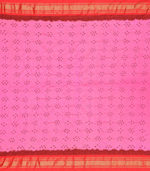 Hot Pink Handwoven Bandhani Silk Saree With Paithani Pallu-Hot Pink