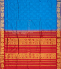 Sky Blue Handloom Poly Cotton Saree With Mango Motifs-Sky Blue