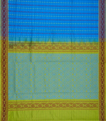 Cyan Handloom Poly Cotton Saree With Checks-Cyan