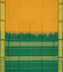 Mustard Handloom Poly Cotton Saree With Zari Border-Mustard