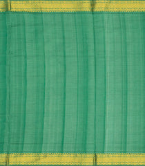 Mustard Handloom Poly Cotton Saree With Zari Border-Mustard