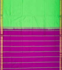 Mint Green Handloom Poly Cotton Saree With Zari Border-Mint Green