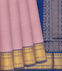 Lilac Handloom Poly Cotton Saree With Zari Border-Lilac