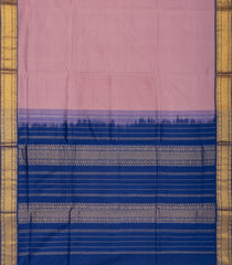 Lilac Handloom Poly Cotton Saree With Zari Border-Lilac