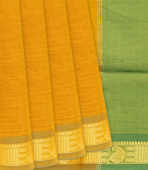 Oil Mustard Handloom Poly Cotton Saree With Zari Border-OIL MUSTARD