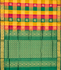 Multi Colour Handloom Poly Cotton Saree With Annam Chakaram Motifs In Checks-Multi colour