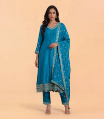 Peacock Blue Festive Anarkali Set-RC5695