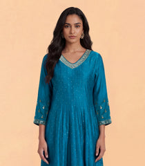 Peacock Blue Festive Anarkali Set-RC5695