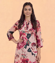 Pink Floral Printed Dress-DR0114