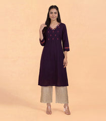 Violet Embroidered Casual Kurta-RC5701