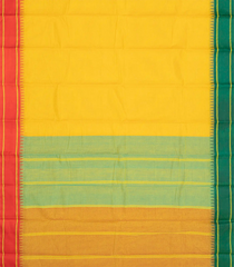 Yellow Handloom Rasipuram Cotton Saree With Ganga Jamuna Temple Border-Yellow