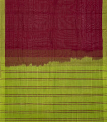 Crimson Handloom Rasipuram Cotton Saree With Stripes-Crimson