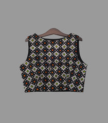 Black ikat silk blouse-Black-38