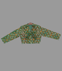 Green ikat silk blouse -Green-38