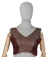 Dark Maroon Woven Readymade Blended Raw Silk Blouse-RB5167